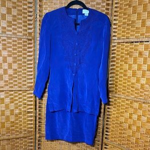 Adrianna Papell Royal Blue Embroidered Dress